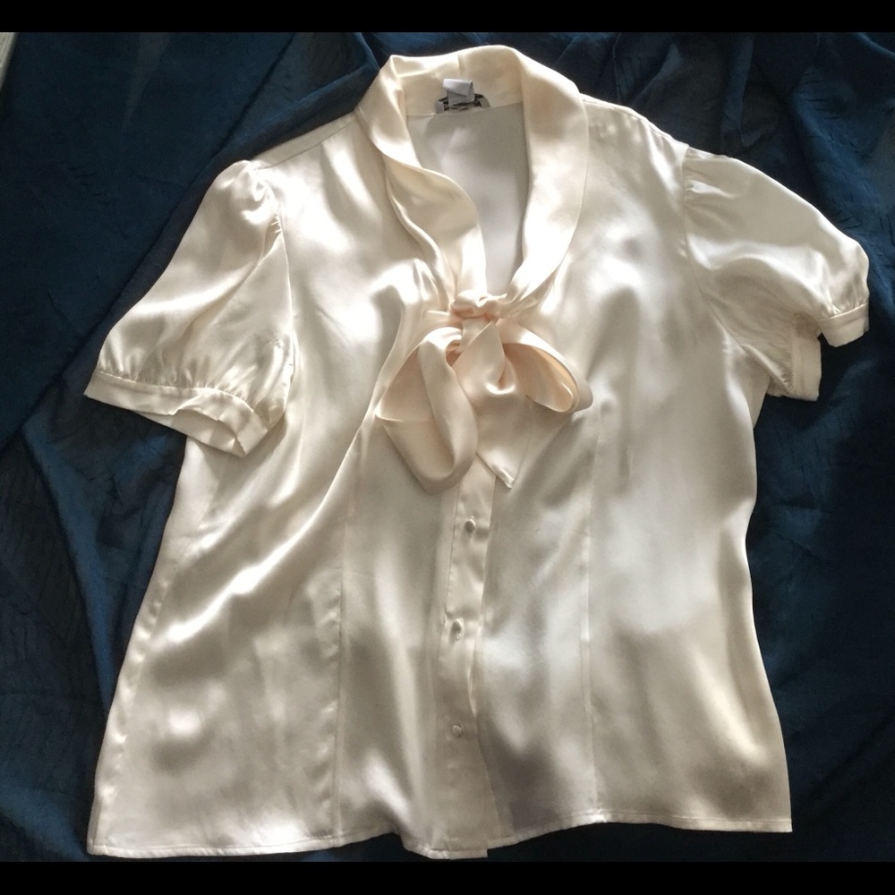 Zelda 100% Silk Cream Colored Blouse